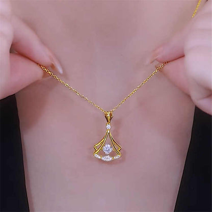Premium Gold Plated Fan Necklace – Everyday Elegance