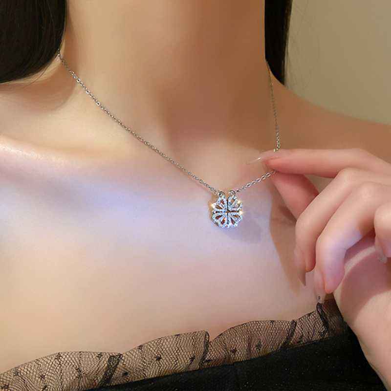 Magnetic Silver Flower Pendent
