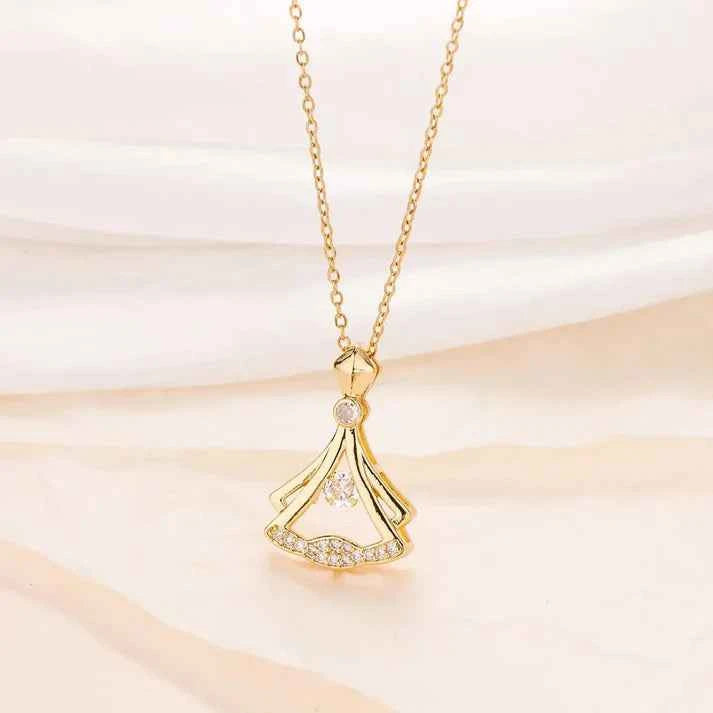 Gold plated fan necklace