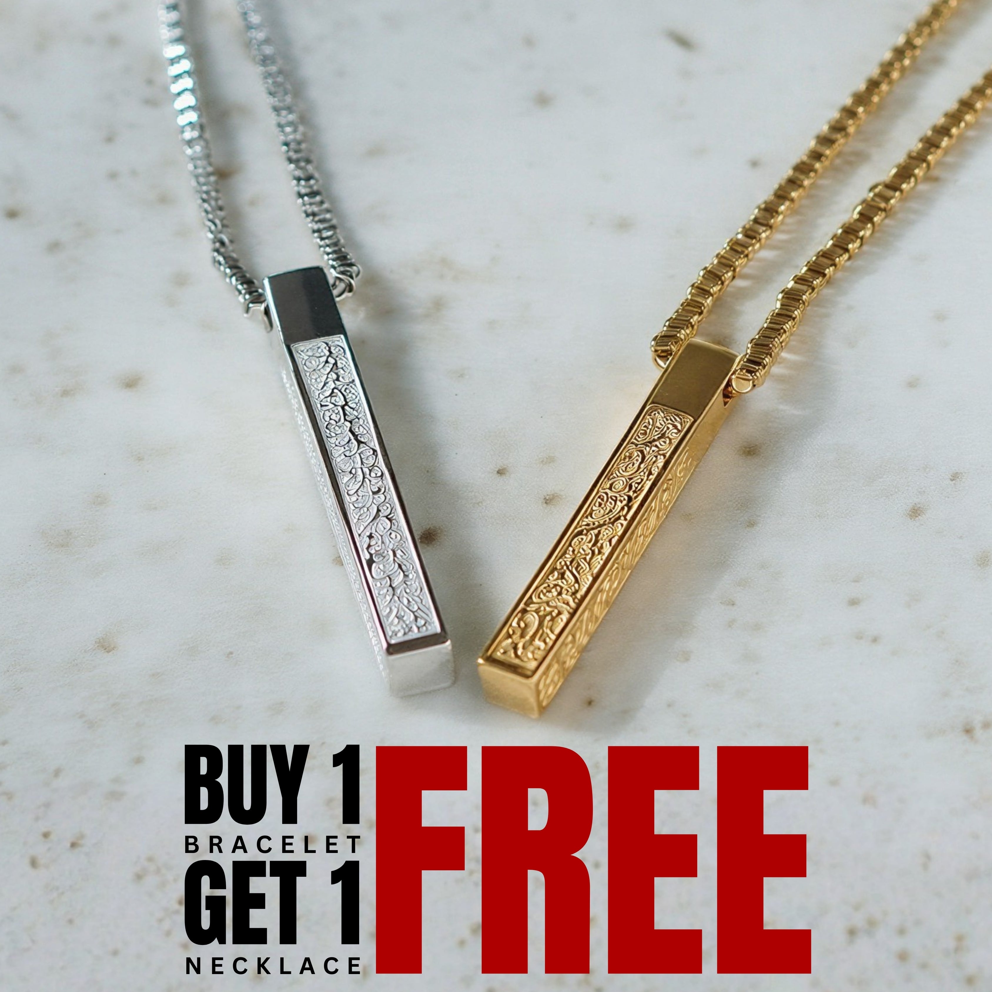 Buy 1 Get 1 Ayatul Kursi Necklace – 18K Gold Plated Silver Islamic Jewelry