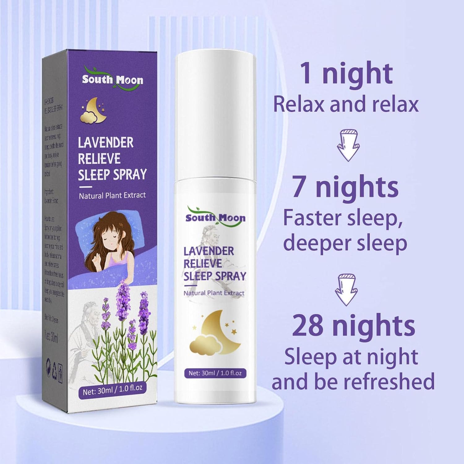 South Moon Lavender Relieve Sleep Spray – Natural Pillow Mist for Deep Sleep & Relaxation