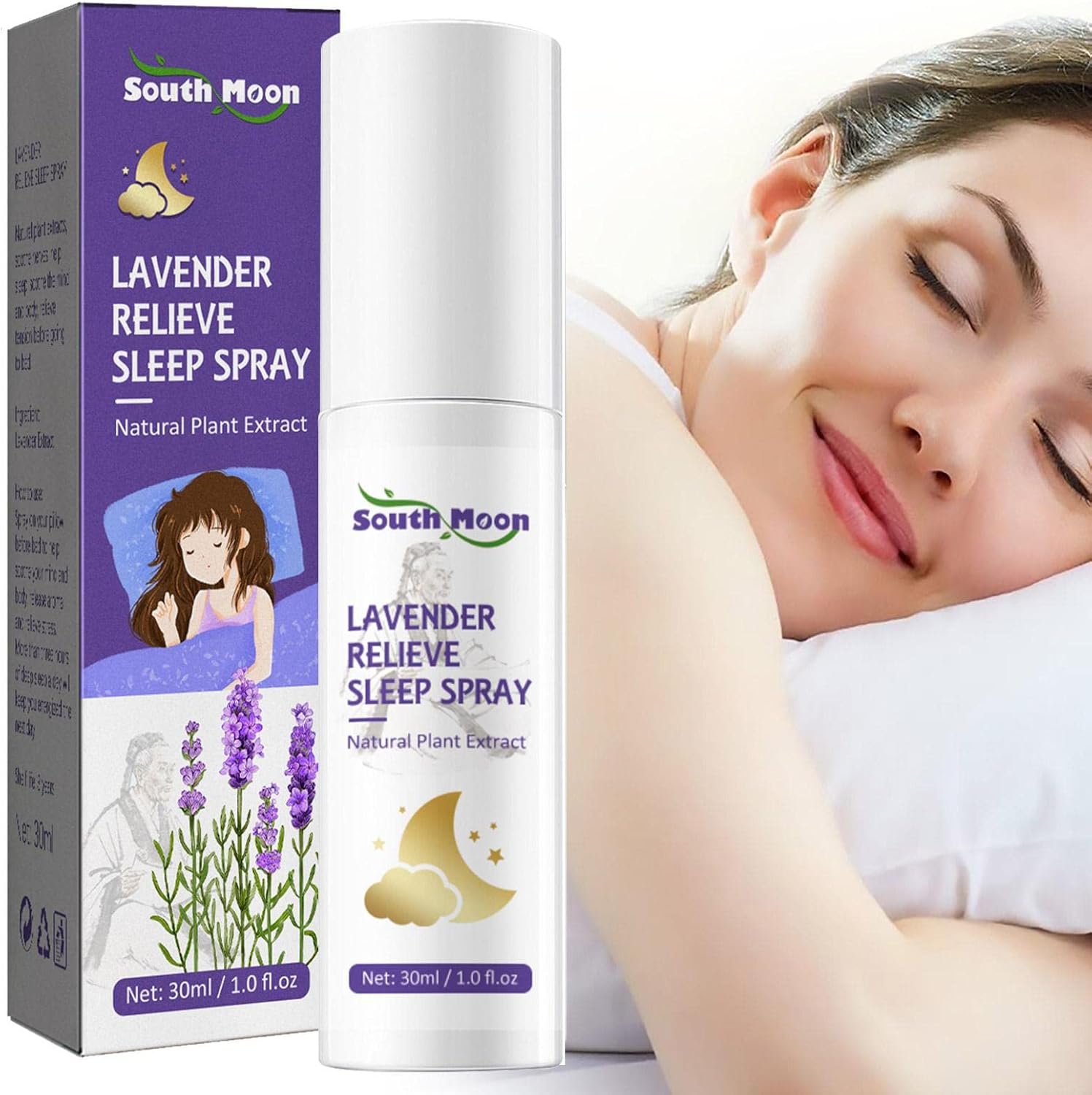 South Moon Lavender Relieve Sleep Spray – Natural Pillow Mist for Deep Sleep & Relaxation