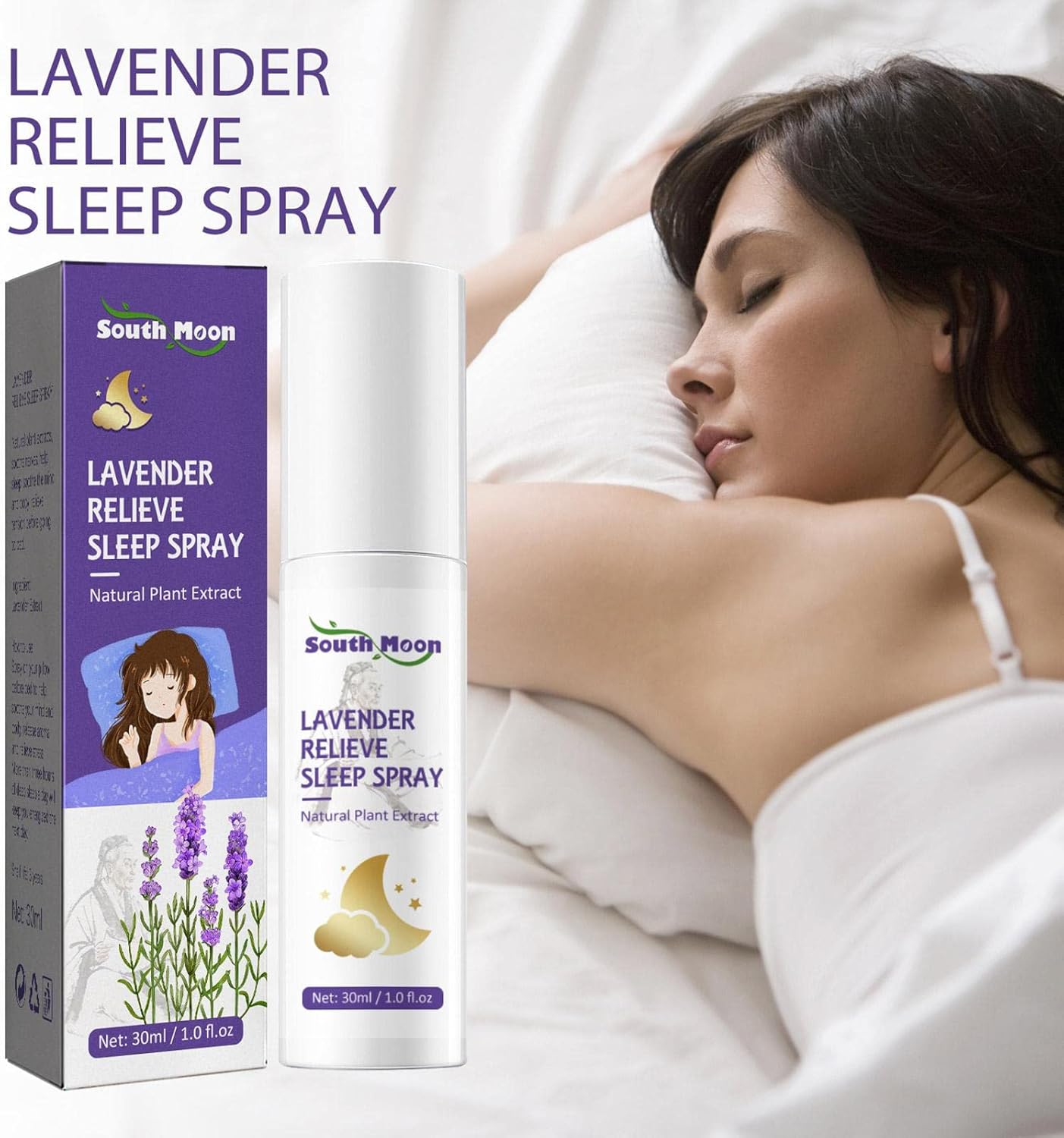 South Moon Lavender Relieve Sleep Spray – Natural Pillow Mist for Deep Sleep & Relaxation