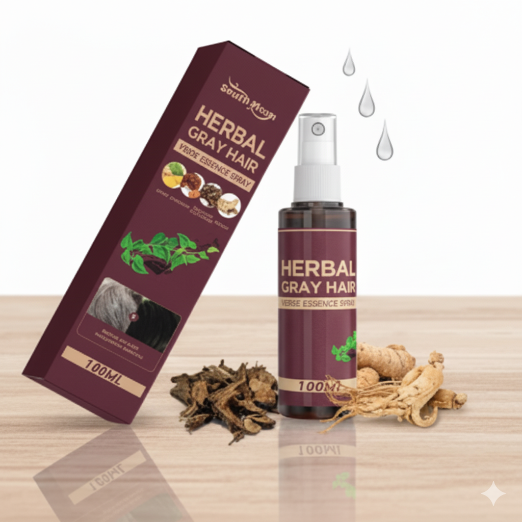Herbal Gray Hair Verse Essence Spray – Natural Grey Hair Darkening Spray & Scalp Nourishing Treatment