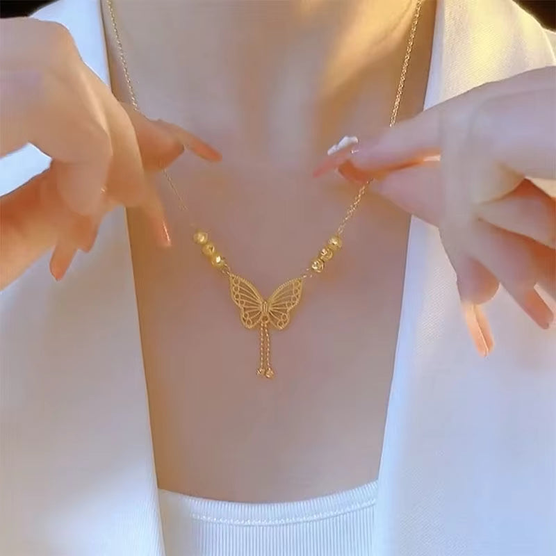 Elegant 18K Gold Butterfly Pendant Necklace for Women | Premium Arabic Style Fashion Jewelry | Daily & Occasion Wear Gift Necklace