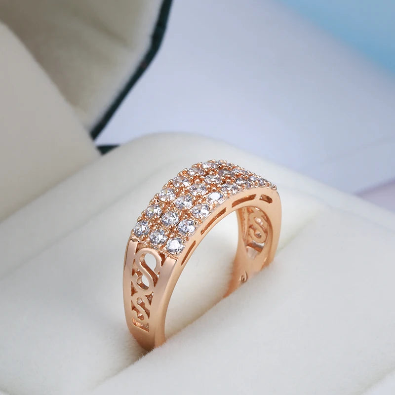 Elegant Inlaid Zircon Geometry Ring for Women | Shiny Gold & Silver Fashion Ring | Luxury Geometric Statement Jewelry
