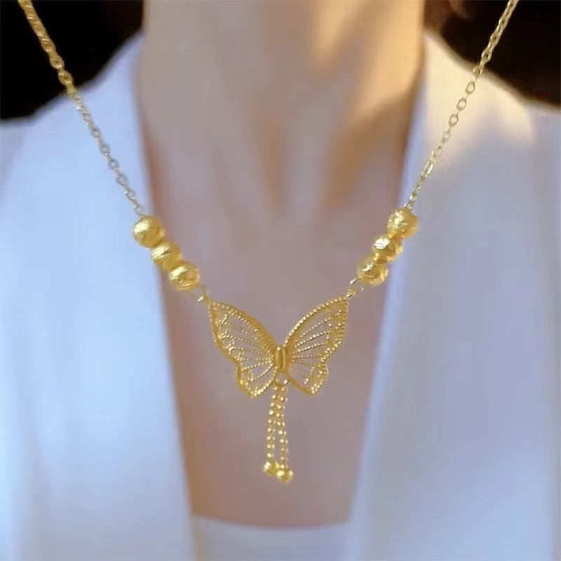 Elegant 18K Gold Butterfly Pendant Necklace for Women | Premium Arabic Style Fashion Jewelry | Daily & Occasion Wear Gift Necklace