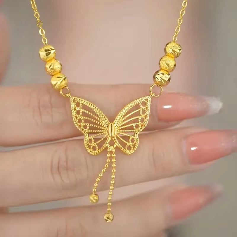Elegant 18K Gold Butterfly Pendant Necklace for Women | Premium Arabic Style Fashion Jewelry | Daily & Occasion Wear Gift Necklace