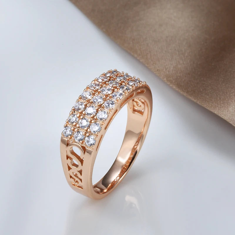 Elegant Inlaid Zircon Geometry Ring for Women | Shiny Gold & Silver Fashion Ring | Luxury Geometric Statement Jewelry
