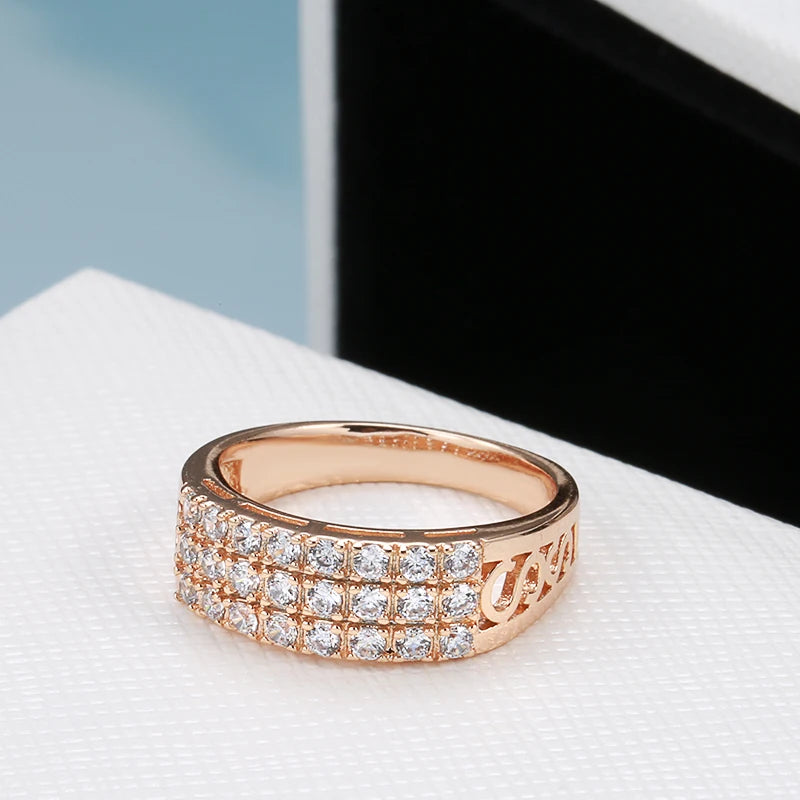 Elegant Inlaid Zircon Geometry Ring for Women | Shiny Gold & Silver Fashion Ring | Luxury Geometric Statement Jewelry