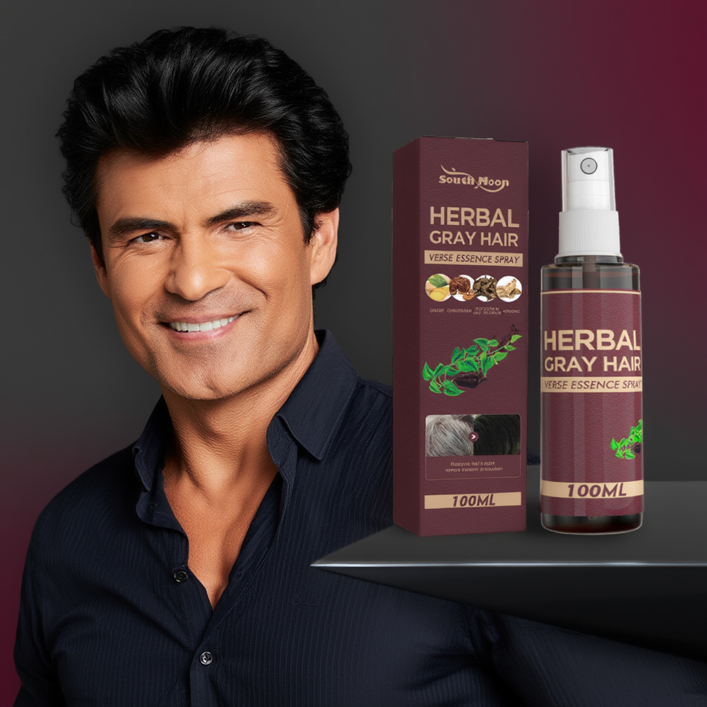 Herbal Gray Hair Verse Essence Spray – Natural Grey Hair Darkening Spray & Scalp Nourishing Treatment