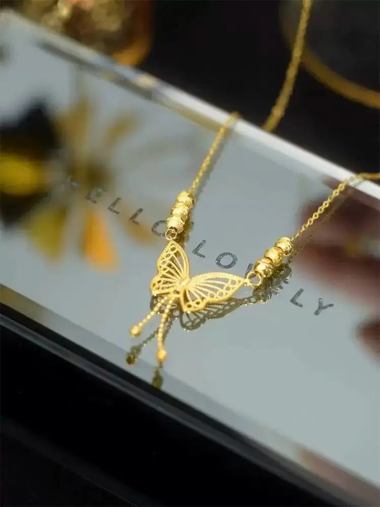 Elegant 18K Gold Butterfly Pendant Necklace for Women | Premium Arabic Style Fashion Jewelry | Daily & Occasion Wear Gift Necklace