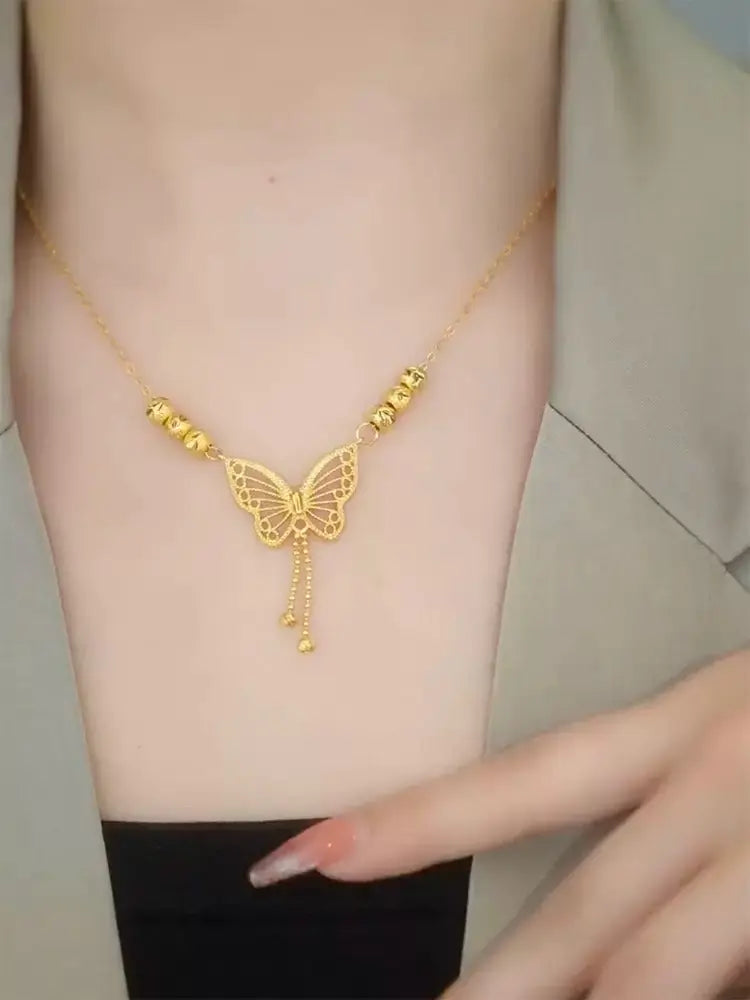Elegant 18K Gold Butterfly Pendant Necklace for Women | Premium Arabic Style Fashion Jewelry | Daily & Occasion Wear Gift Necklace