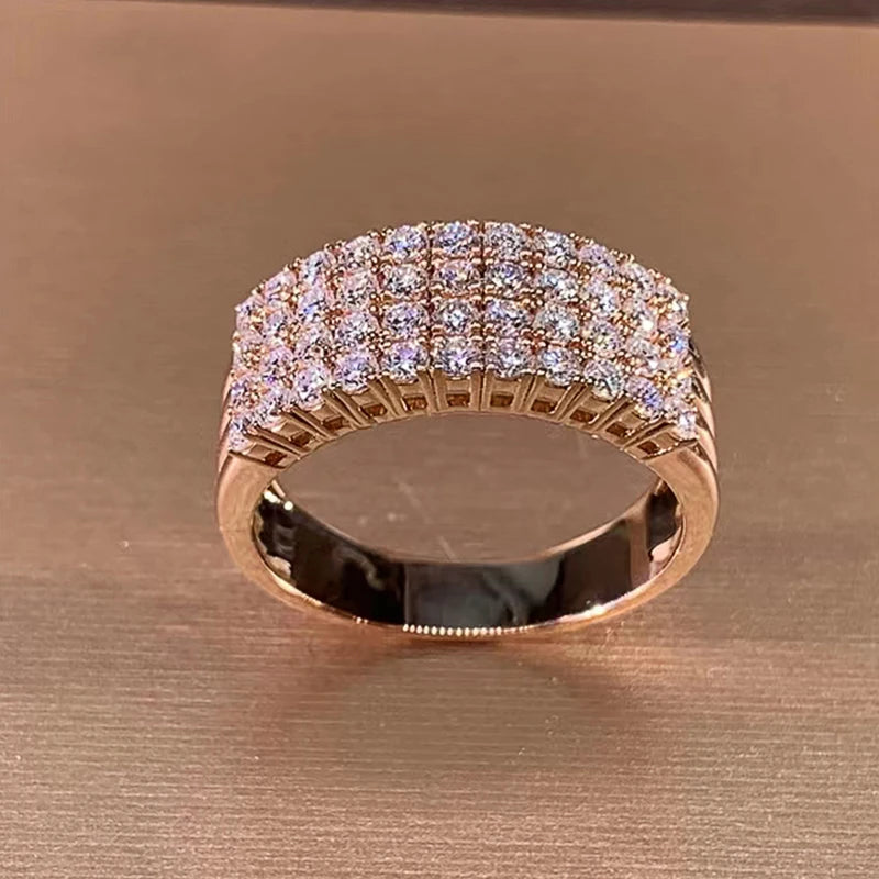 Elegant Inlaid Zircon Geometry Ring for Women | Shiny Gold & Silver Fashion Ring | Luxury Geometric Statement Jewelry