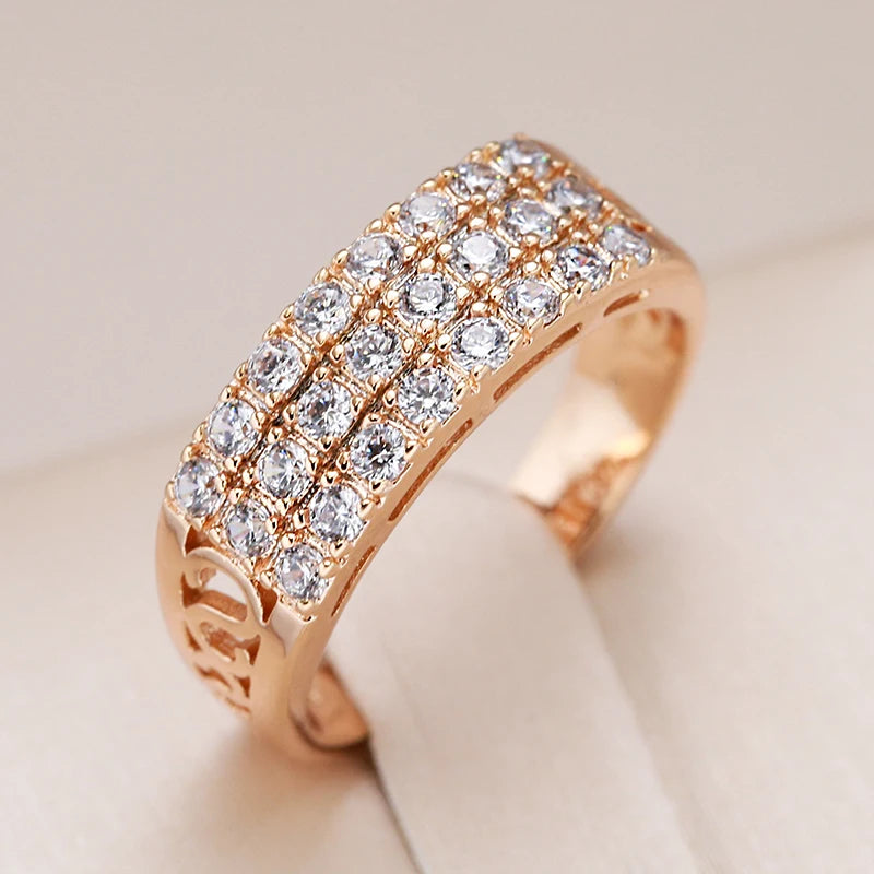 Elegant Inlaid Zircon Geometry Ring for Women | Shiny Gold & Silver Fashion Ring | Luxury Geometric Statement Jewelry