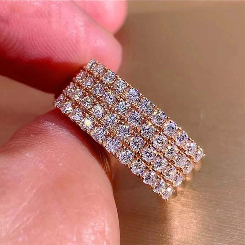 Elegant Inlaid Zircon Geometry Ring for Women | Shiny Gold & Silver Fashion Ring | Luxury Geometric Statement Jewelry