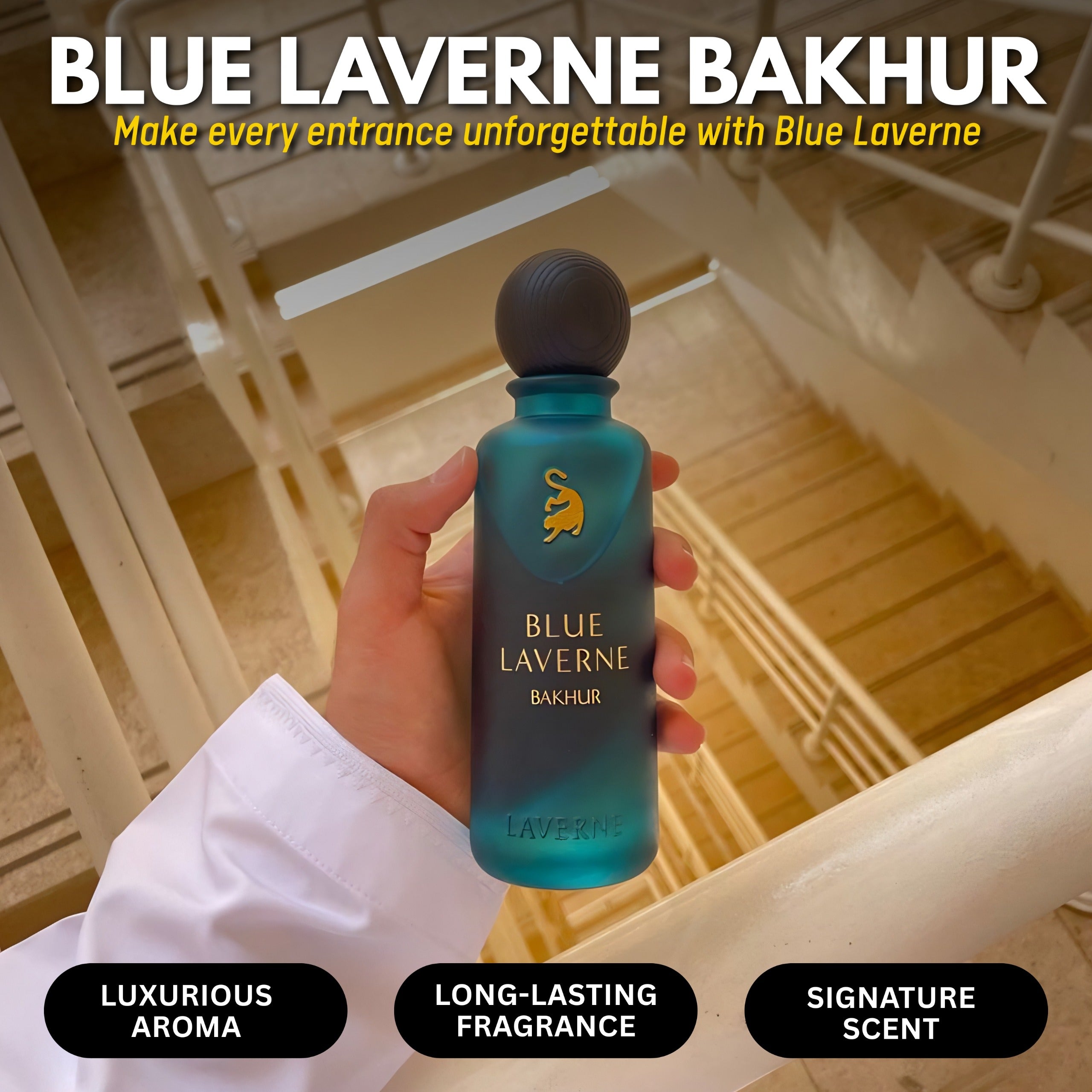 Blue Laverne Bakhur Perfume – Luxury Arabian Oud Fragrance for Men & Women (Long Lasting Scent)
