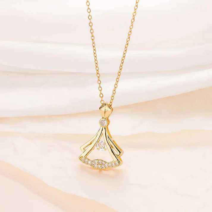Gold plated fan necklace