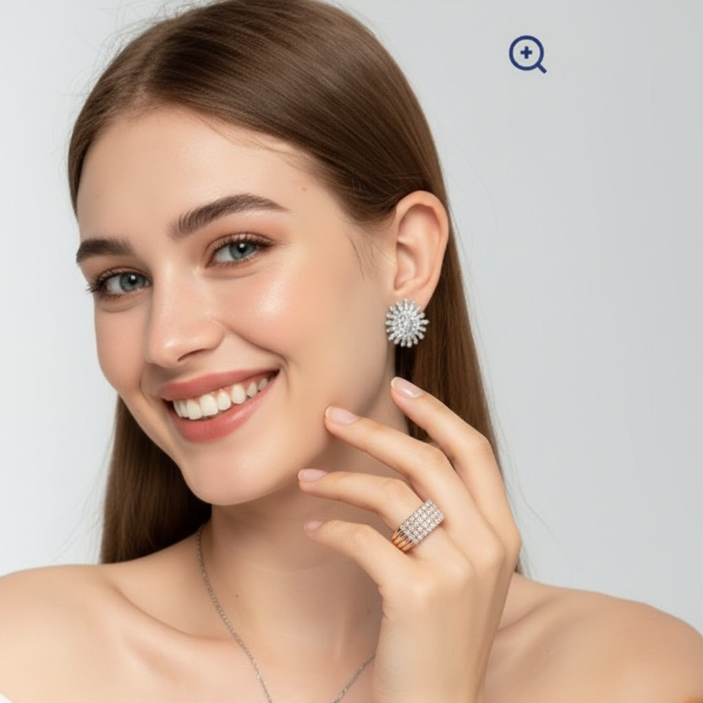 Elegant Inlaid Zircon Geometry Ring for Women | Shiny Gold & Silver Fashion Ring | Luxury Geometric Statement Jewelry