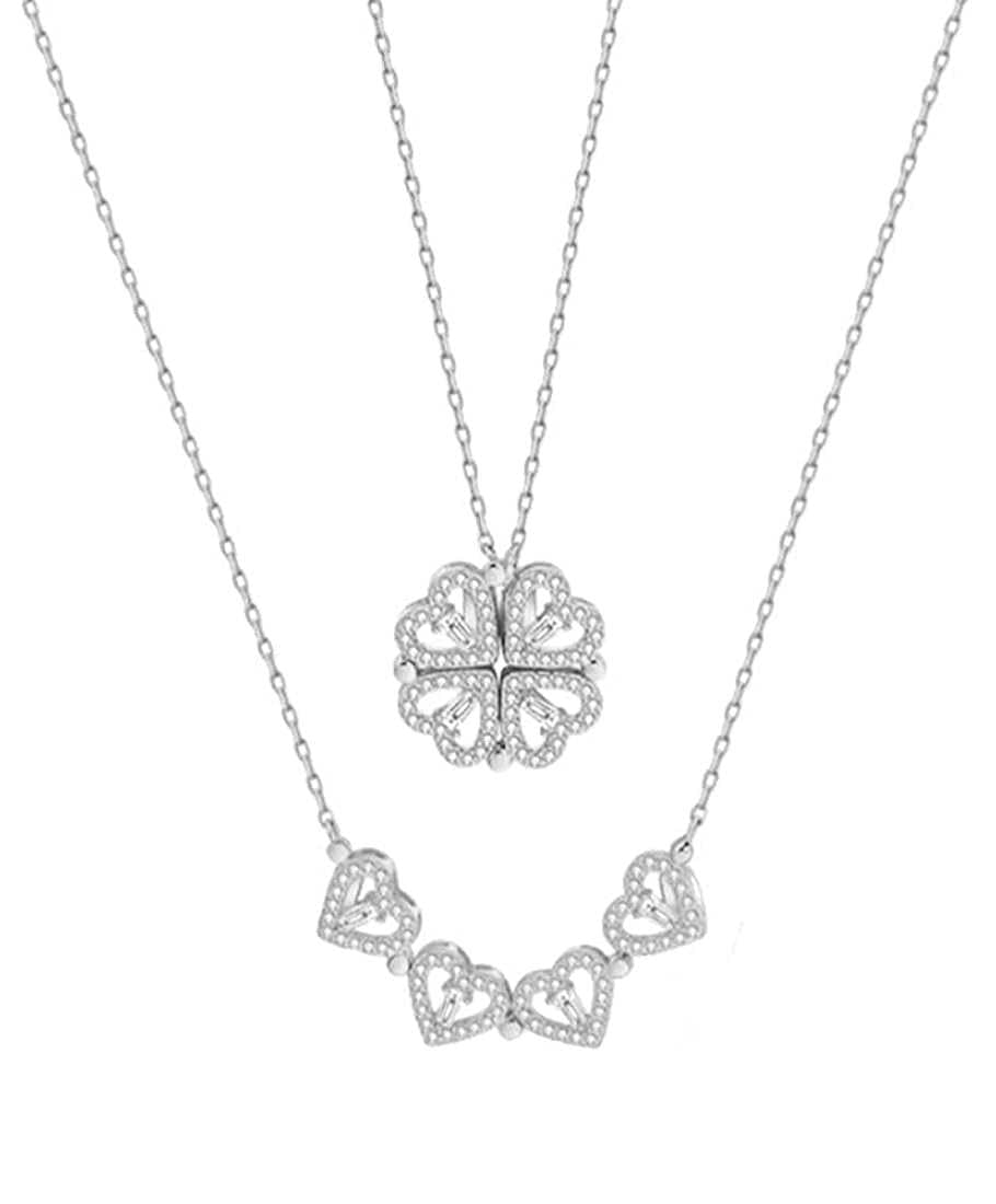 Magnetic Silver Flower Pendent