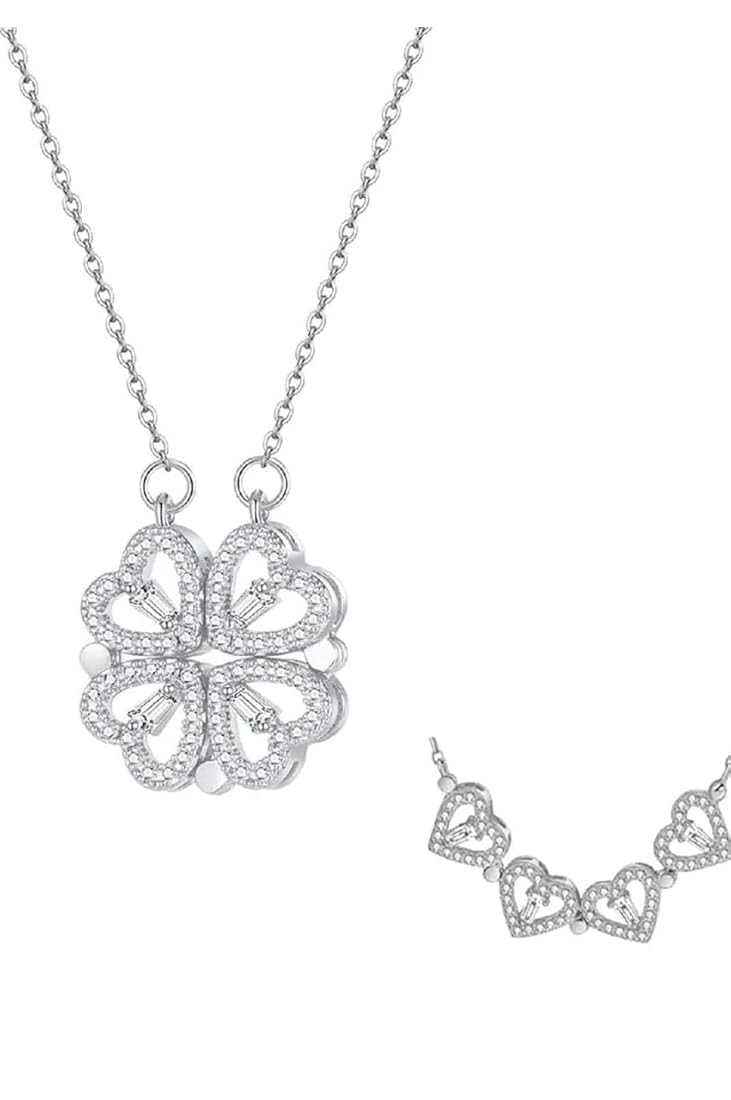Magnetic Silver Flower Pendent